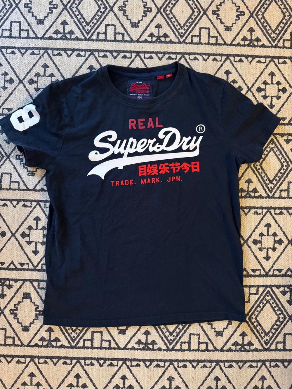 Superdry Kids Navy Tee with White & Red Logo